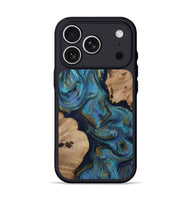 iPhone 17 Pro Wood Phone Case - Yael (Teal & Gold, 812095)