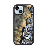 iPhone 15 Wood Phone Case - Saige (Black & White, 812097)