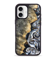 iPhone 16 Plus Wood Phone Case - Saige (Black & White, 812097)