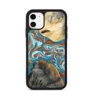 iPhone 11 Wood Phone Case - Rheta (Teal & Gold, 812106)