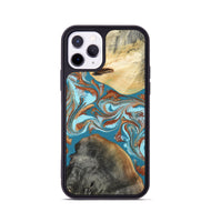 iPhone 11 Pro Wood Phone Case - Rheta (Teal & Gold, 812106)
