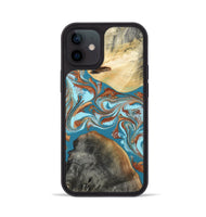 iPhone 12 Wood Phone Case - Rheta (Teal & Gold, 812106)