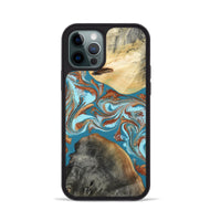 iPhone 12 Pro Wood Phone Case - Rheta (Teal & Gold, 812106)