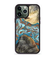iPhone 13 Pro Max Wood Phone Case - Rheta (Teal & Gold, 812106)