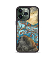 iPhone 13 Pro Wood Phone Case - Rheta (Teal & Gold, 812106)