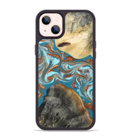 iPhone 14 Plus Wood Phone Case - Rheta (Teal & Gold, 812106)