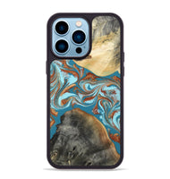 iPhone 14 Pro Max Wood Phone Case - Rheta (Teal & Gold, 812106)