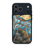iPhone 17 Pro Max Wood Phone Case - Rheta (Teal & Gold, 812106)