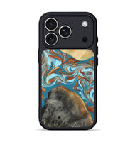 iPhone 17 Pro Wood Phone Case - Rheta (Teal & Gold, 812106)