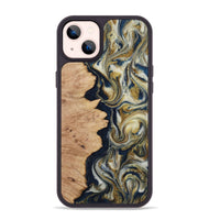 iPhone 14 Plus Wood Phone Case - Cloe (Teal & Gold, 812108)