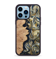 iPhone 14 Pro Max Wood Phone Case - Cloe (Teal & Gold, 812108)