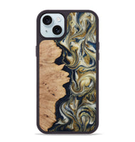 iPhone 15 Plus Wood Phone Case - Cloe (Teal & Gold, 812108)