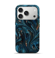 iPhone 17 Pro ResinArt Live Edge Phone Case - Shelbi (Teal & Gold, 812201)