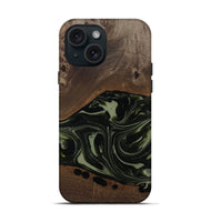 iPhone 15 Wood Live Edge Phone Case - Albin (Green, 812241)