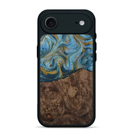 iPhone 17 Air Wood Phone Case - Veda (Teal & Gold, 812452)