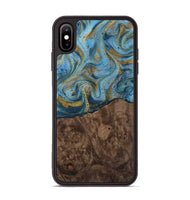 iPhone Xs Max Wood Phone Case - Veda (Teal & Gold, 812452)