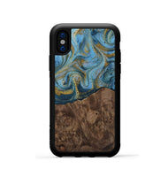 iPhone Xs Wood Phone Case - Veda (Teal & Gold, 812452)