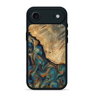 iPhone 17 Air Wood Phone Case - Jazlynn (Teal & Gold, 812453)