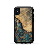 iPhone Xs Wood Phone Case - Jazlynn (Teal & Gold, 812453)