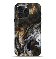 iPhone 16 Pro Max Wood Live Edge Phone Case - Natalya (Black & White, 813127)