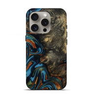 iPhone 16 Pro Wood Live Edge Phone Case - Jasmine (Teal & Gold, 814267)