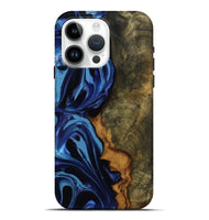 iPhone 15 Pro Max Wood Live Edge Phone Case - Green (Blue, 814396)