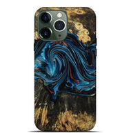 iPhone 13 Pro Max Wood Live Edge Phone Case - Artis (Teal & Gold, 814398)