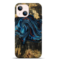 iPhone 14 Plus Wood Live Edge Phone Case - Artis (Teal & Gold, 814398)