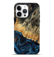 iPhone 15 Pro Max Wood Live Edge Phone Case - Wrenlee (Teal & Gold, 814405)