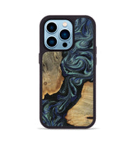 iPhone 14 Pro Wood Phone Case - Christy (Blue, 814557)