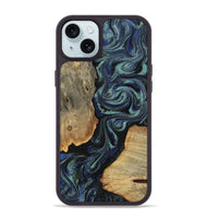 iPhone 15 Plus Wood Phone Case - Christy (Blue, 814557)