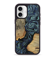 iPhone 16 Plus Wood Phone Case - Christy (Blue, 814557)