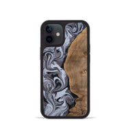 iPhone 12 mini Wood Phone Case - Agatha (Black & White, 814609)