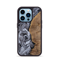 iPhone 14 Pro Wood Phone Case - Agatha (Black & White, 814609)