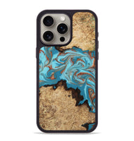 iPhone 15 Pro Max Wood Phone Case - Levy (Teal & Gold, 814627)