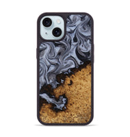 iPhone 15 Wood Phone Case - Kathlyn (Black & White, 815216)