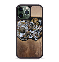 iPhone 13 Pro Max Wood Phone Case - Anjali (Black & White, 815308)
