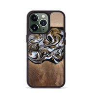 iPhone 13 Pro Wood Phone Case - Anjali (Black & White, 815308)
