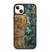 iPhone 14 Plus Wood Phone Case - Karly (Teal & Gold, 815310)