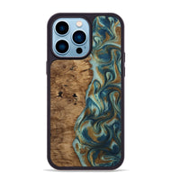 iPhone 14 Pro Max Wood Phone Case - Karly (Teal & Gold, 815310)