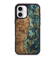 iPhone 16 Plus Wood Phone Case - Karly (Teal & Gold, 815310)
