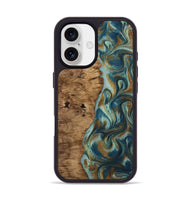 iPhone 17 Wood Phone Case - Karly (Teal & Gold, 815310)