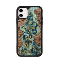 iPhone 11 Wood Phone Case - Collin (Teal & Gold, 815498)