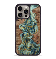 iPhone 16 Pro Max Wood Phone Case - Collin (Teal & Gold, 815498)