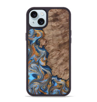 iPhone 15 Plus Wood Phone Case - Marvel (Teal & Gold, 815499)