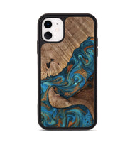 iPhone 11 Wood Phone Case - Dylan (Teal & Gold, 815659)