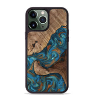 iPhone 13 Pro Max Wood Phone Case - Dylan (Teal & Gold, 815659)