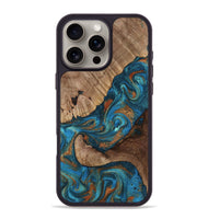 iPhone 16 Pro Max Wood Phone Case - Dylan (Teal & Gold, 815659)