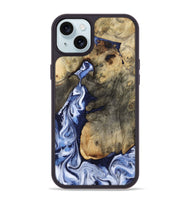 iPhone 15 Plus Wood Phone Case - Leatha (Blue, 815804)