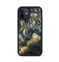 iPhone 12 Wood Phone Case - Ingrid (Teal & Gold, 815814)